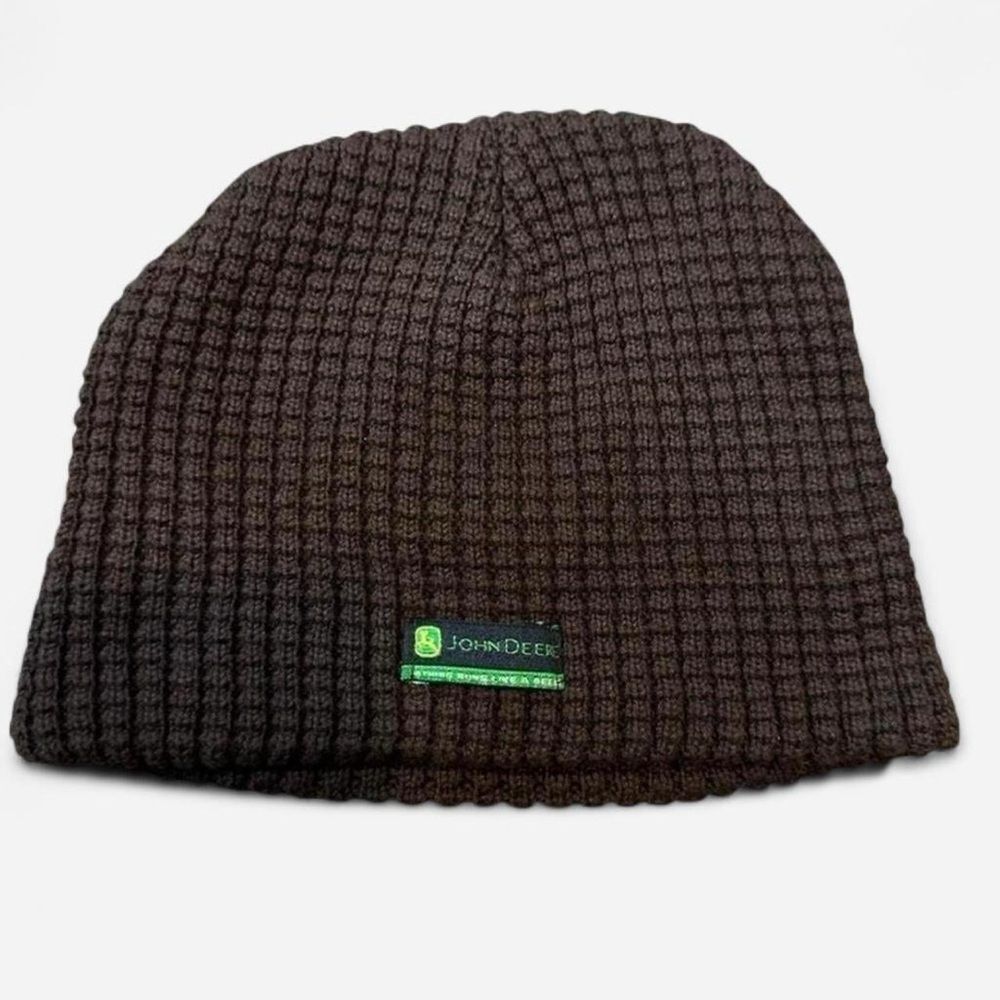 John Deere Beanie Unisex One Size Brown Waffled Pull On - Picture 2 of 5